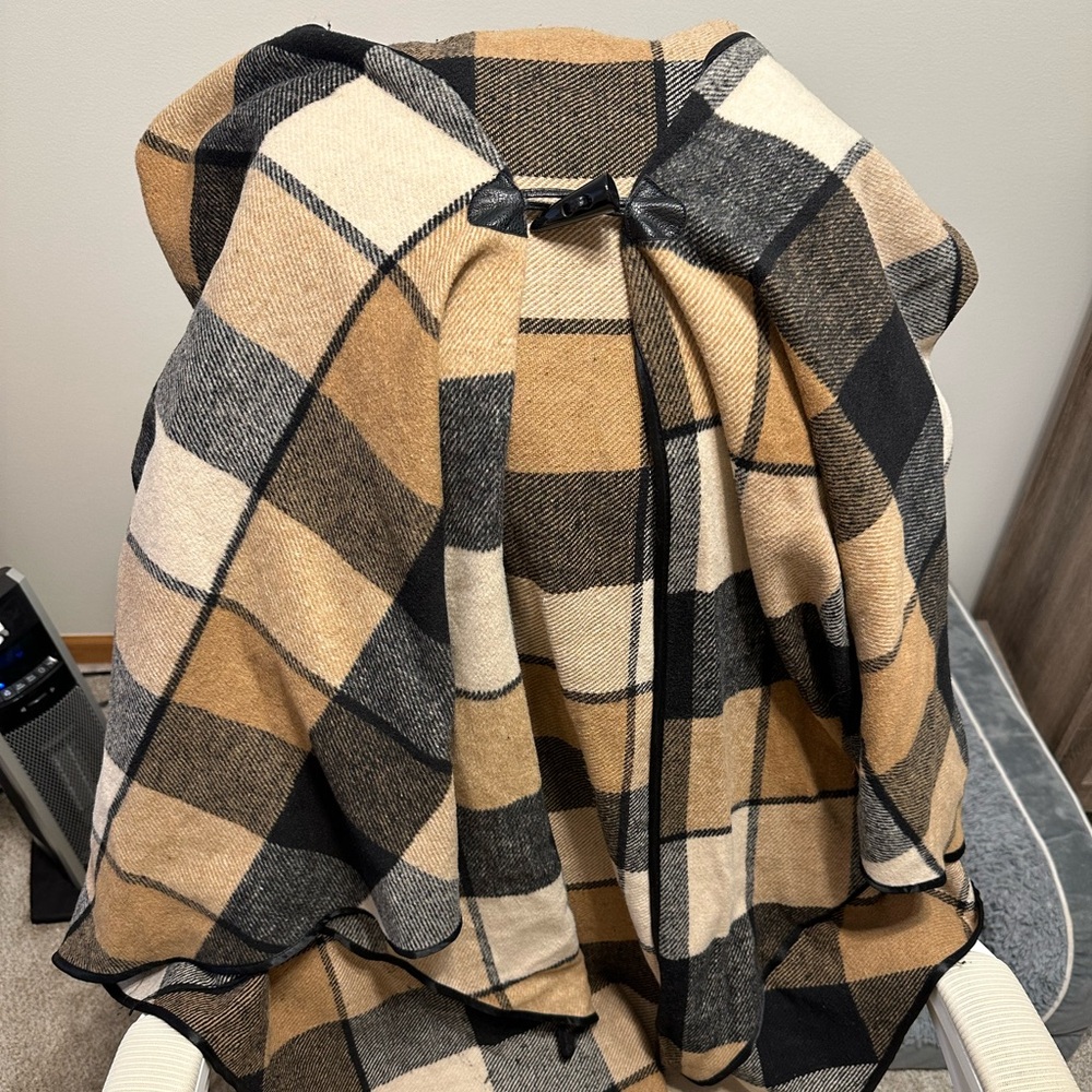 Torrid tan/black plaid poncho